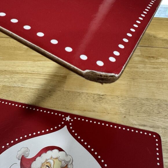 Pottery Barn Kids Santa Cork Placemats Red Christmas List Mouse Set X2 2015 GUC - Picture 5 of 9